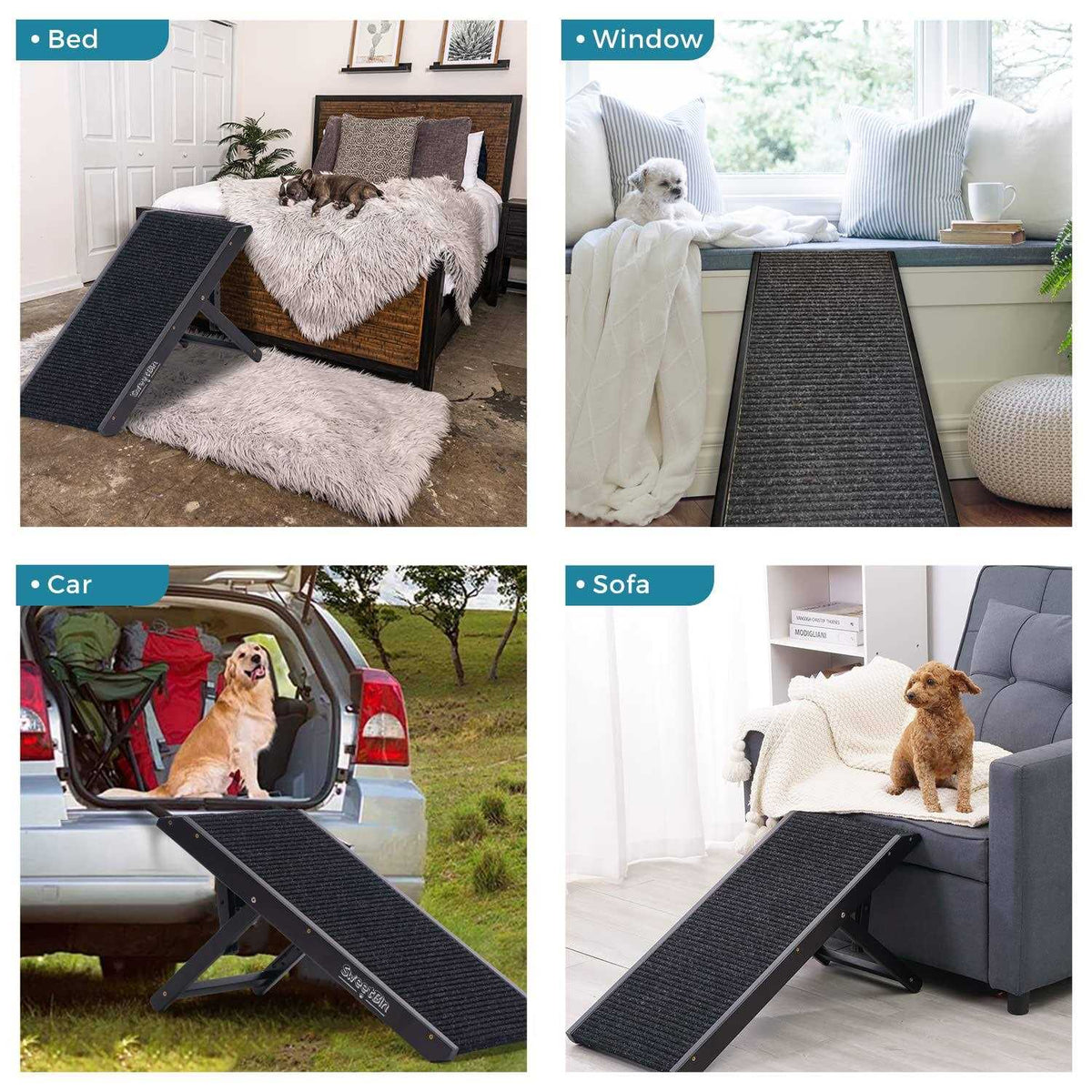 18 Tall Adjustable Wooden Folding Pet Ramp with Non Slip Carpet X203341
