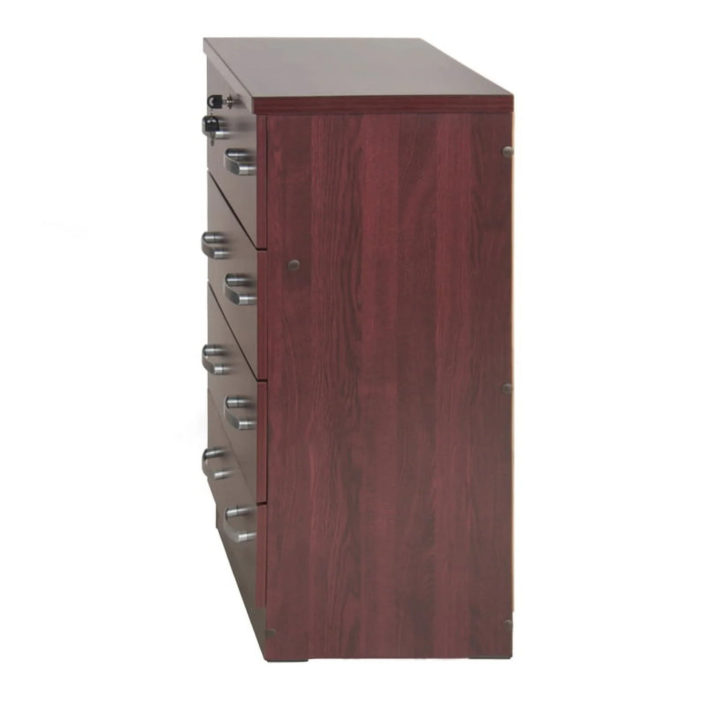 Pine Twin Bed and Dresser with Lock in Mahogany J63823