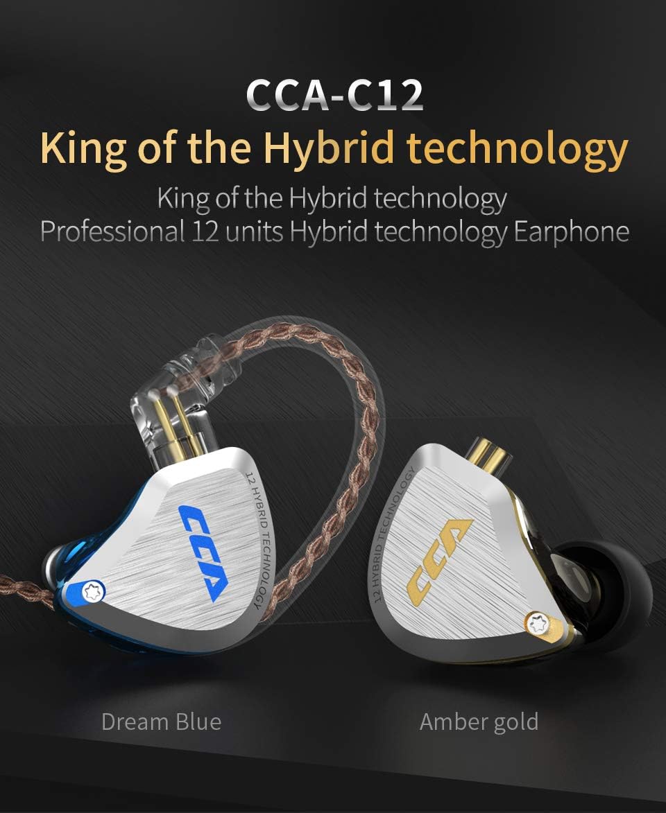 C12 Blue Hybrid HiFi In-Ear Monitors with Detachable Cable, Pack of 2 B689