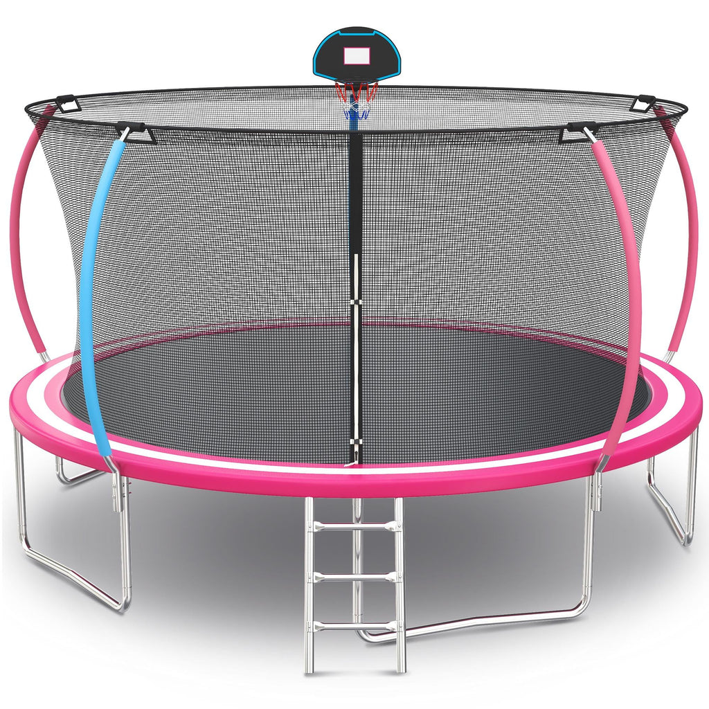 12FT Round Trampoline with Enclosure Net & Hoop Y7007