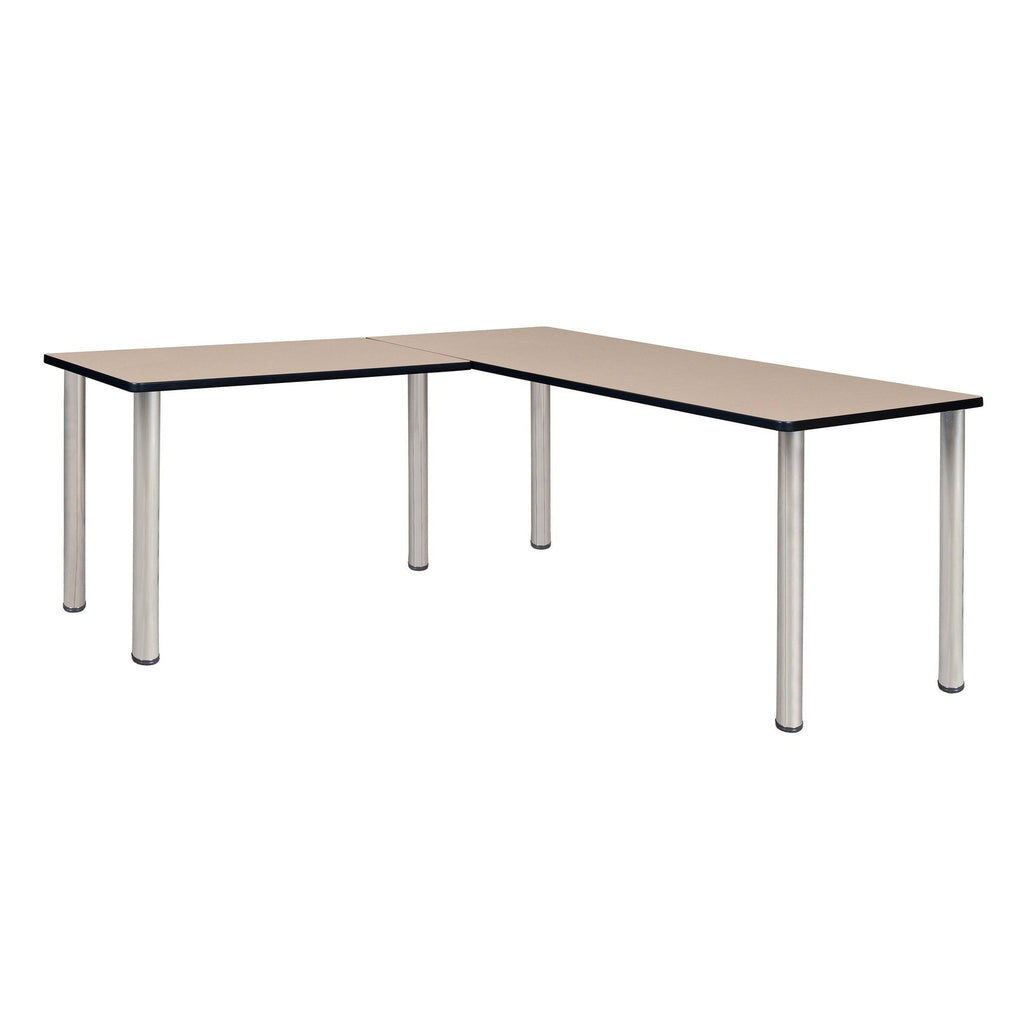 Beige/Chrome L-Desk with Return L2660