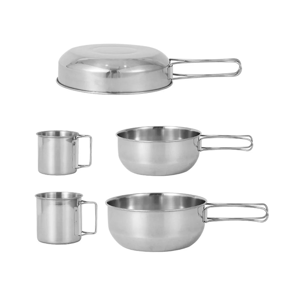5pcs Stainless Steel Camping Cookware Set E2051