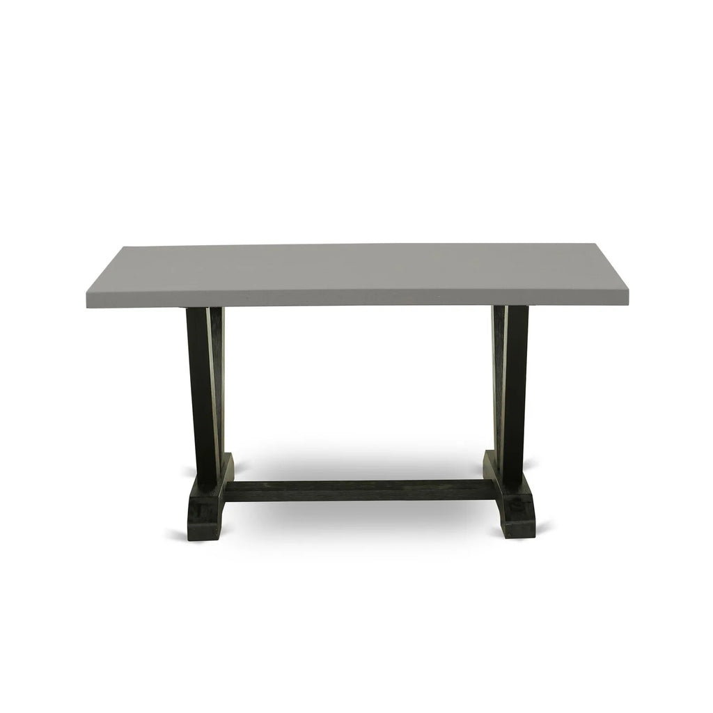 6-piece Wood Dining Set with Fabric Seat in Gray N203