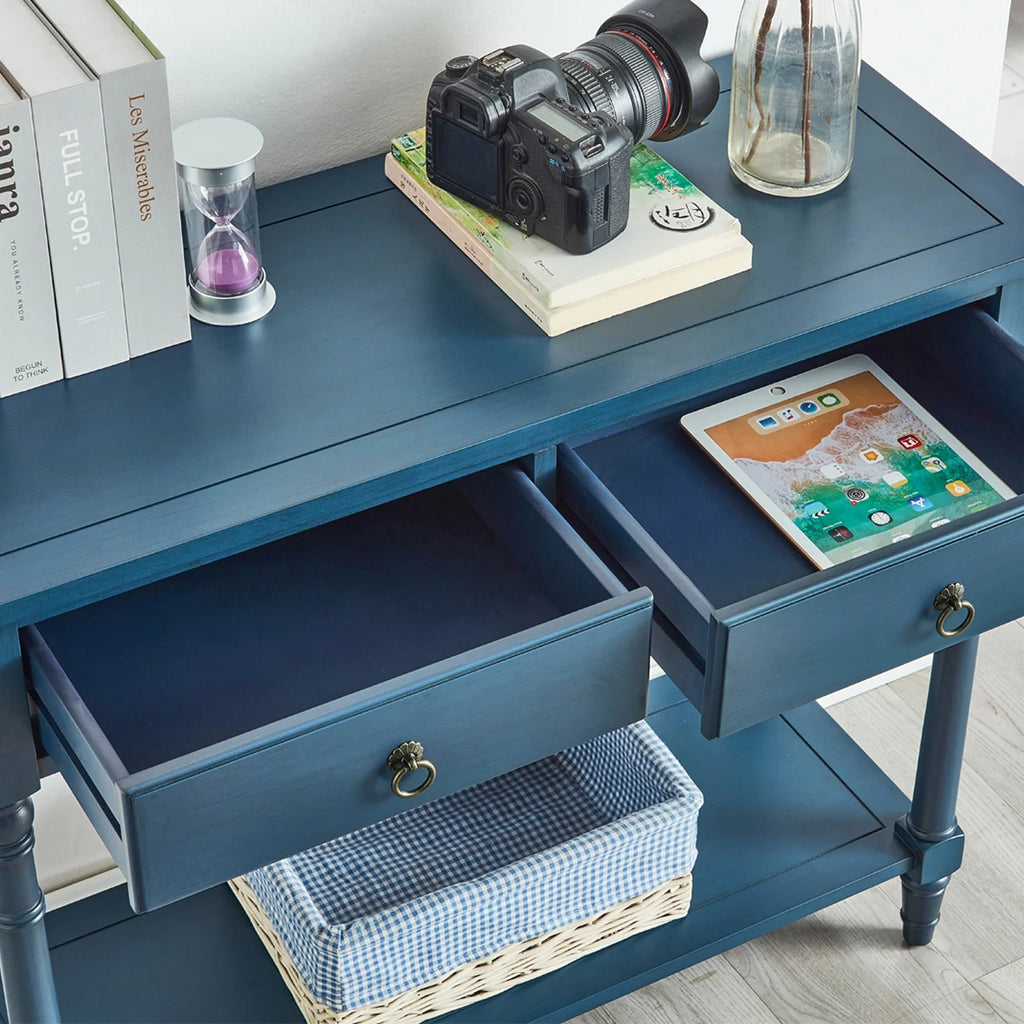 Blue Wooden Console Table with Drawers D10173