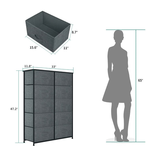 10 Drawer Storage Organizer with Wooden Top Shelf Q582