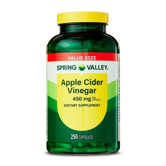 Apple Cider Vinegar Dietary Supplement Capsules 450 mg 250 Count N849