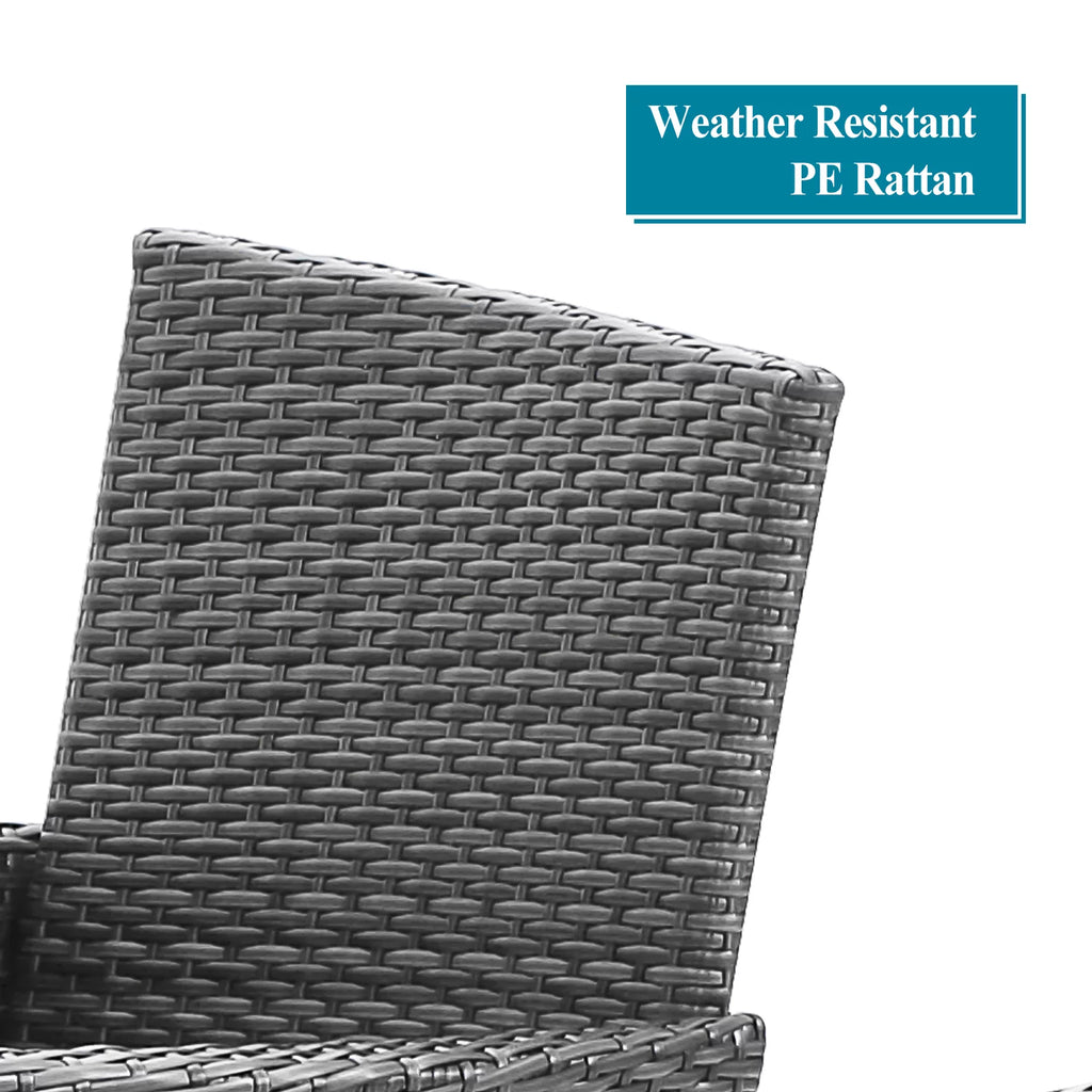 5 Pcs Grey Wicker Patio Dining Set with Umbrella Hole S99315