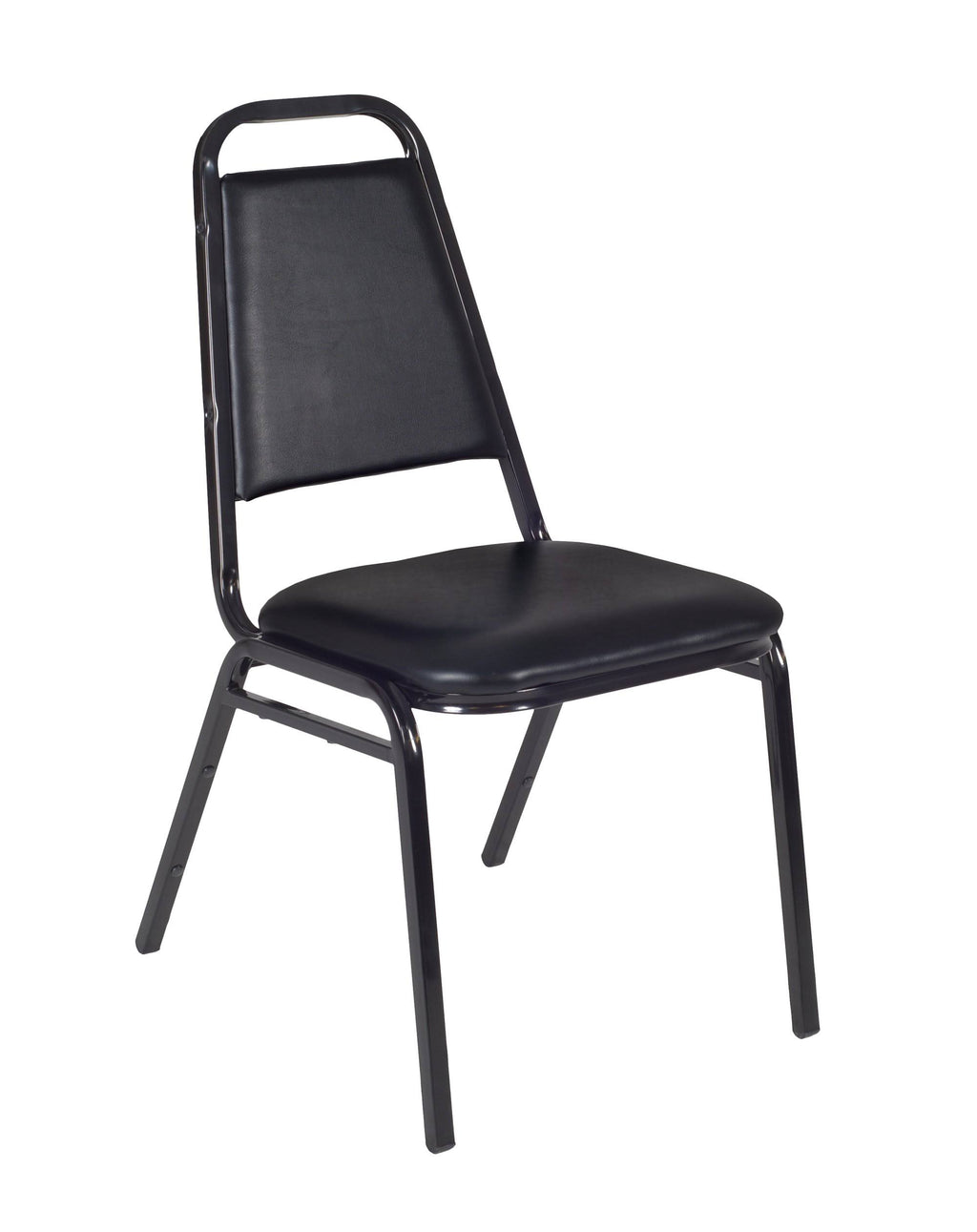 36x22 Round Breakroom Table Maple Chrome with 4 Stack Chairs Black E389519