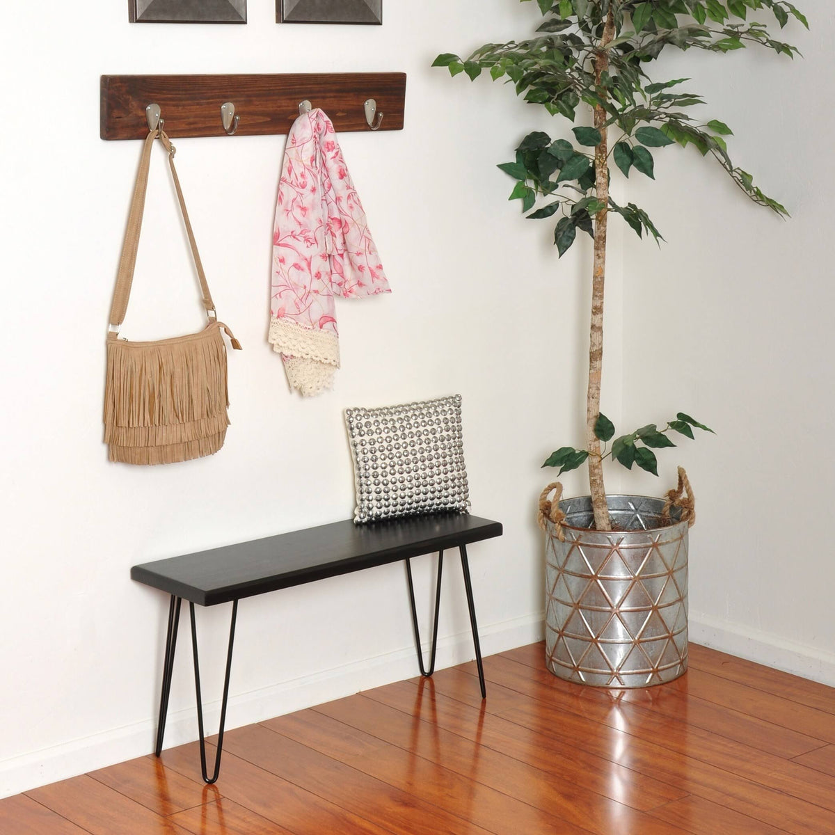 Dark Brown Wood Bench K384121