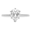 1.5 ct Pear Cut Clear Simulated Diamond 18k White Gold Solitaire Ring Size 3.5 E788