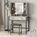 35.4in Makeup Vanity Desk with Lighted Mirror and Power Strip L207