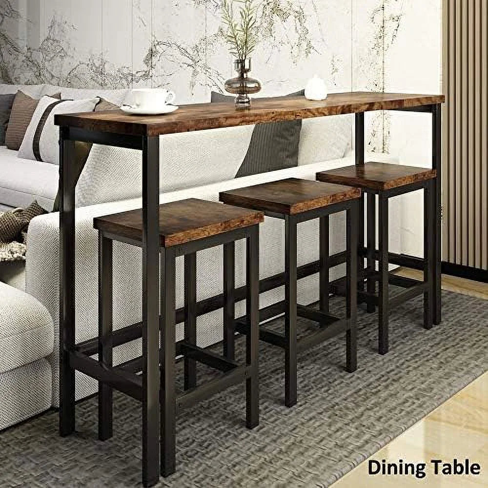 4 Piece Counter Height Dining Table Set with 3 PU Stools A275