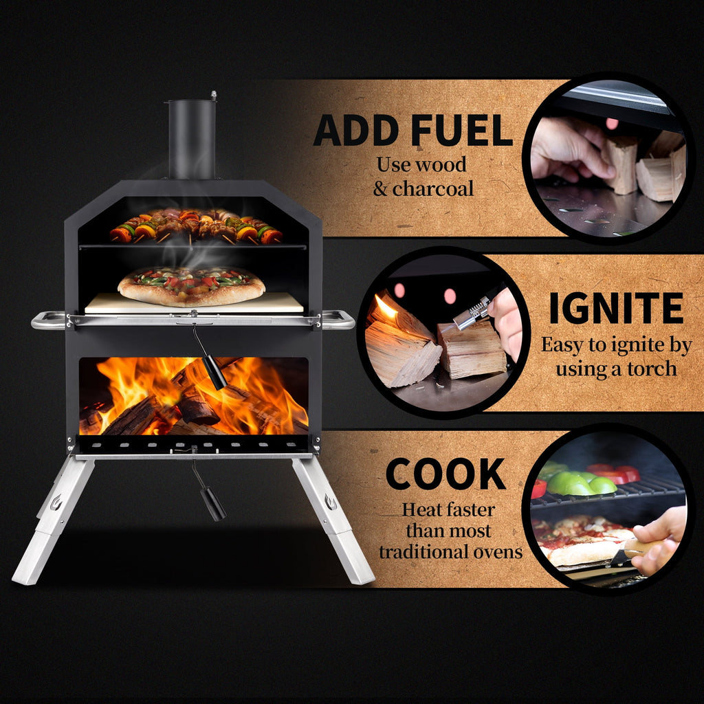 Outdoor Wood Burning Pizza Oven with Pizza Stone R3431