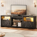 70 LED TV Stand with Cabinet & Open Shelves, Black Marble K97160
