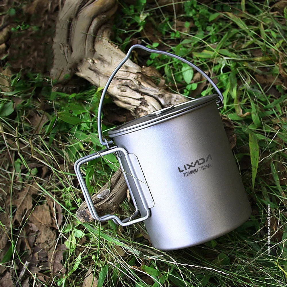 Titanium Cup with Lid and Handle 750ml/900ml/1100ml N89018