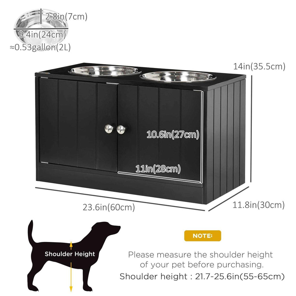 Large Elevated Dog Bowls with Storage Cabinet P528