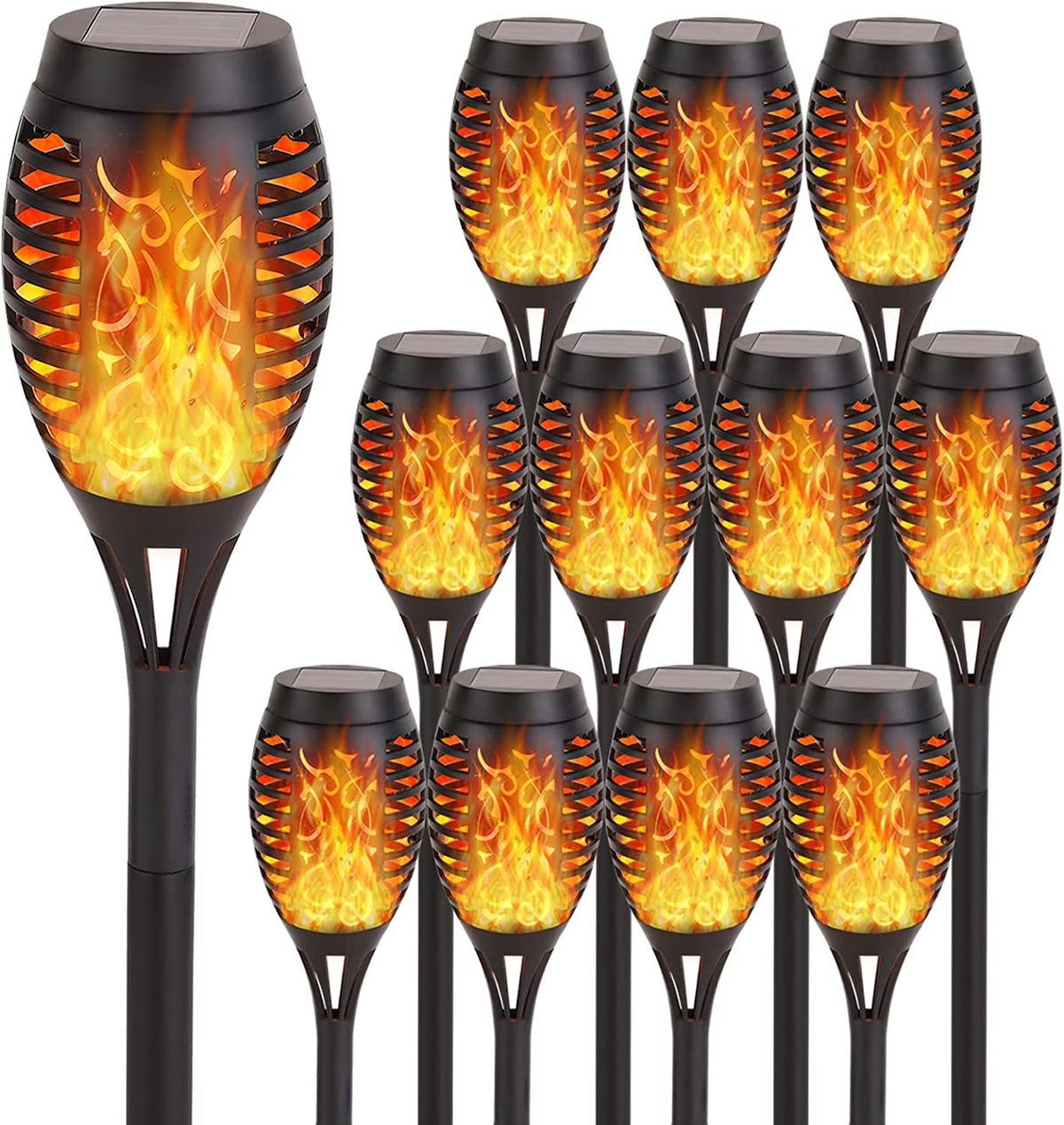 12 Pack Solar Torch Lights Outdoor, LED Flickering Solar Lights, Waterproof Flame Lights X885