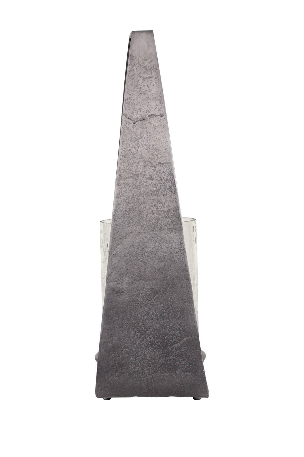 Silver Metal Candle Holder with Hurricane Glass F44920
