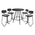Metal Pub Set 30" Stool Gray Striped Fabric Black Frame M364193