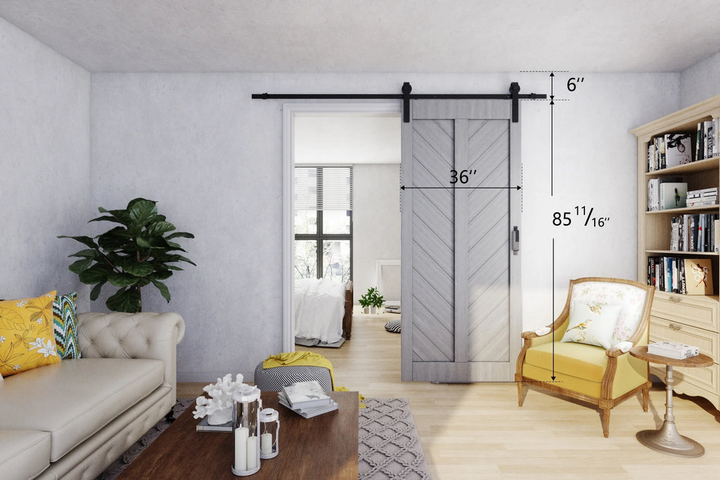 36 inches x 84 inches Herringbone Alder Sliding Barn Door with Hardware Kit V569925