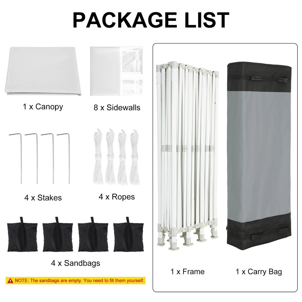 10'x30' Heavy Duty Waterproof Pop Up Canopy with 8 Removable Sidewalls, White M778660