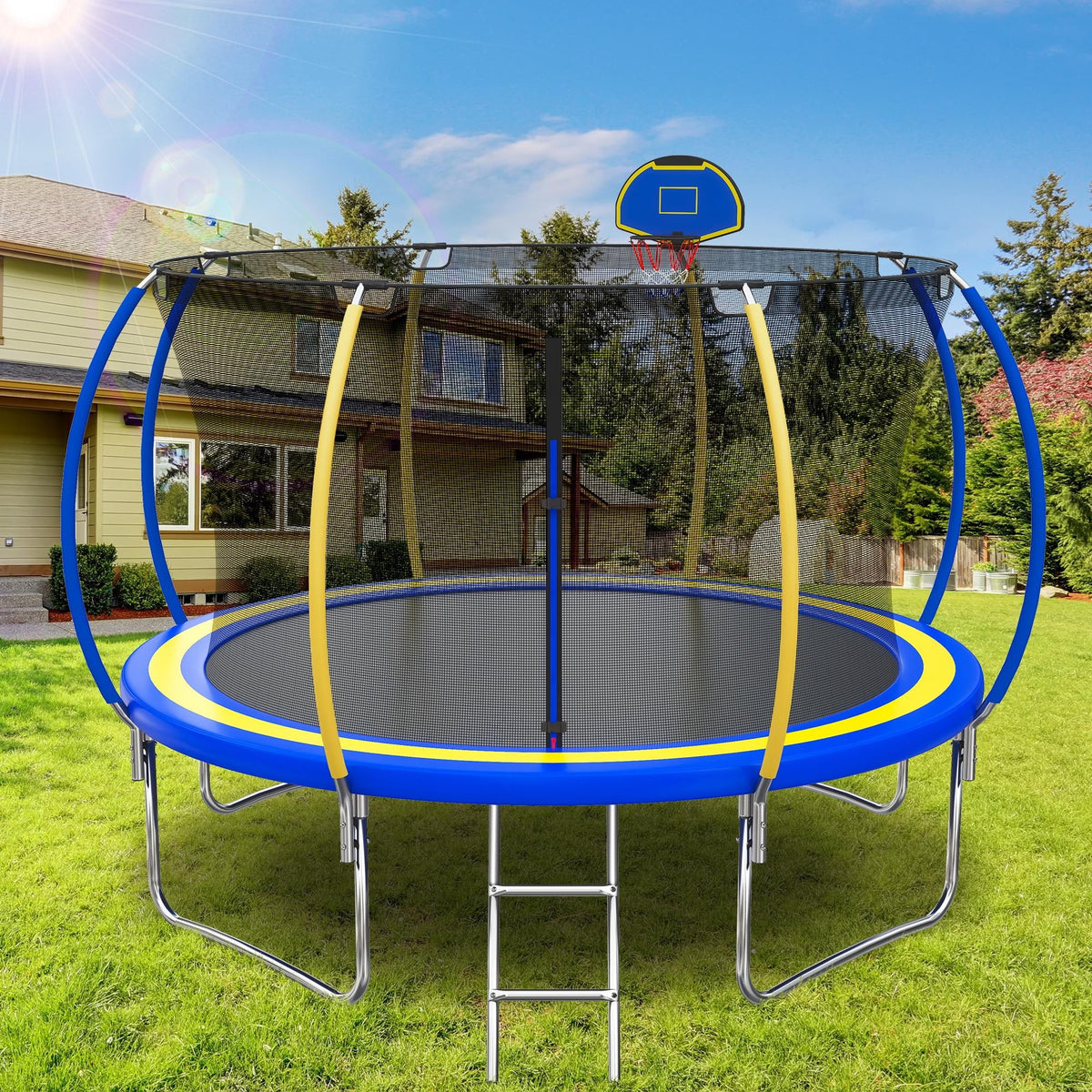 12FT Round Trampoline with Enclosure Net & Hoop Y7007