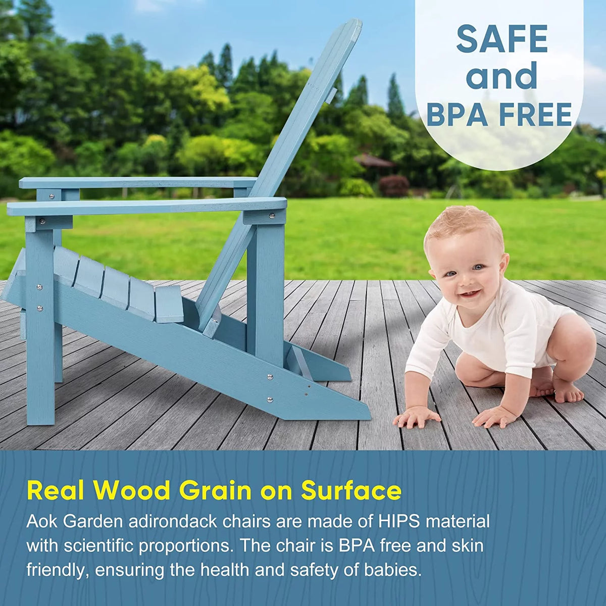 Blue Weather Resistant Plastic Adirondack Chairs B305382