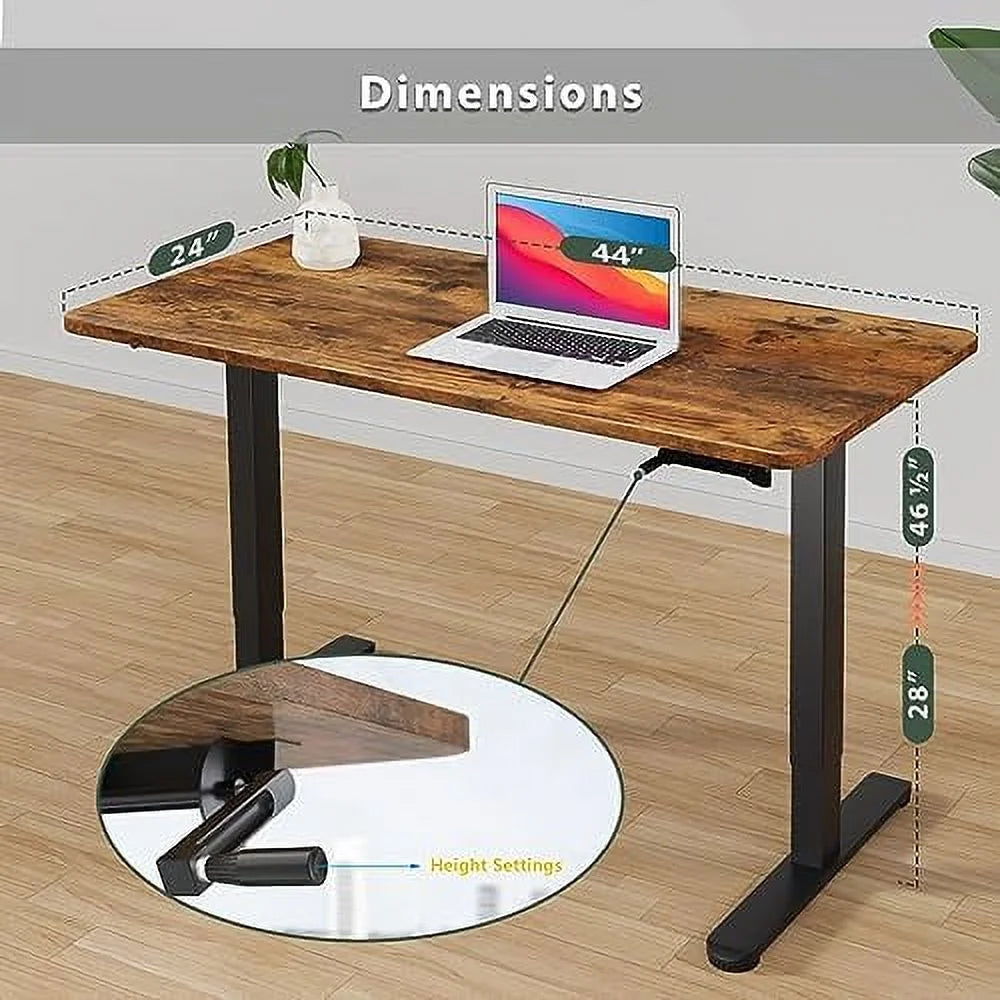 Height Adjustable 44 Inches Manual Standing Desk Black S581