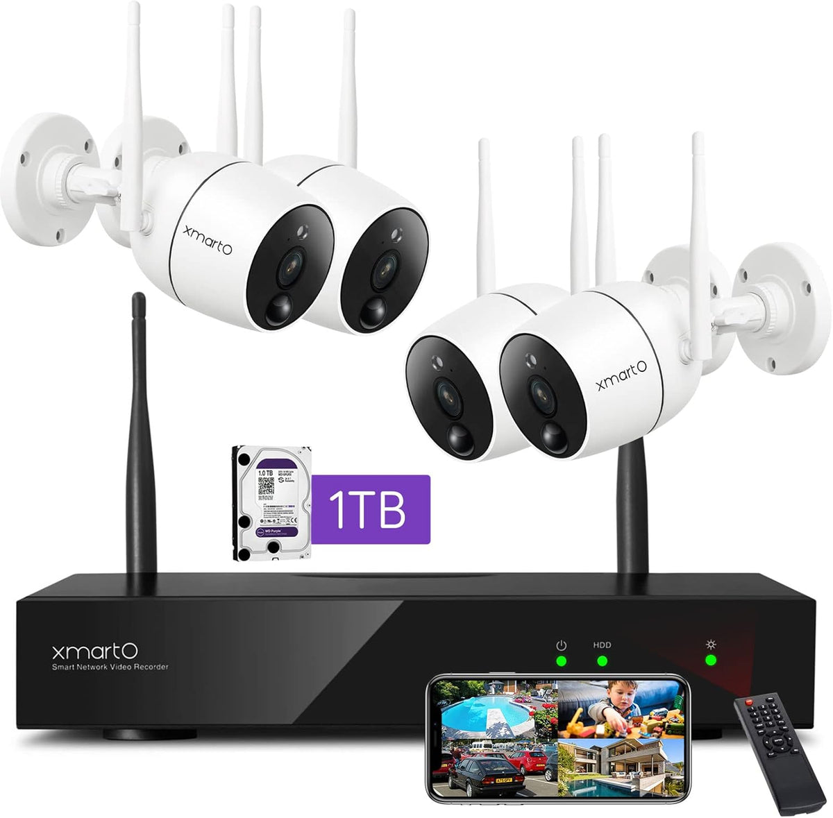 8CH 2K HD Wireless Security Camera System with 1TB HDD Q43537