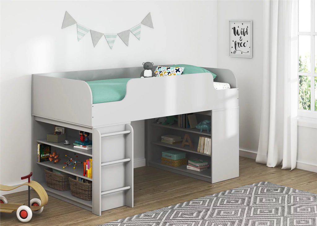 Gray Loft Bed with Ladder I4102
