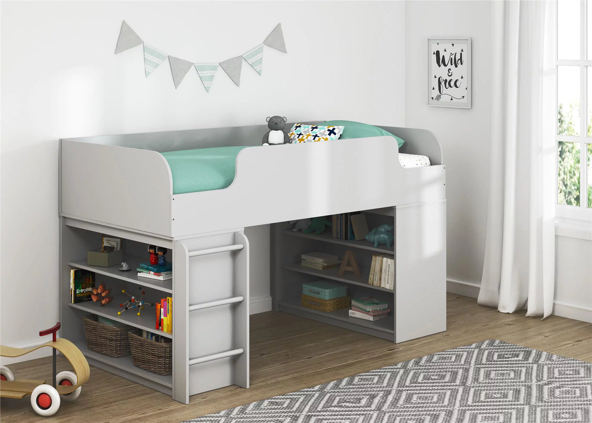 Gray Loft Bed with Ladder I4102
